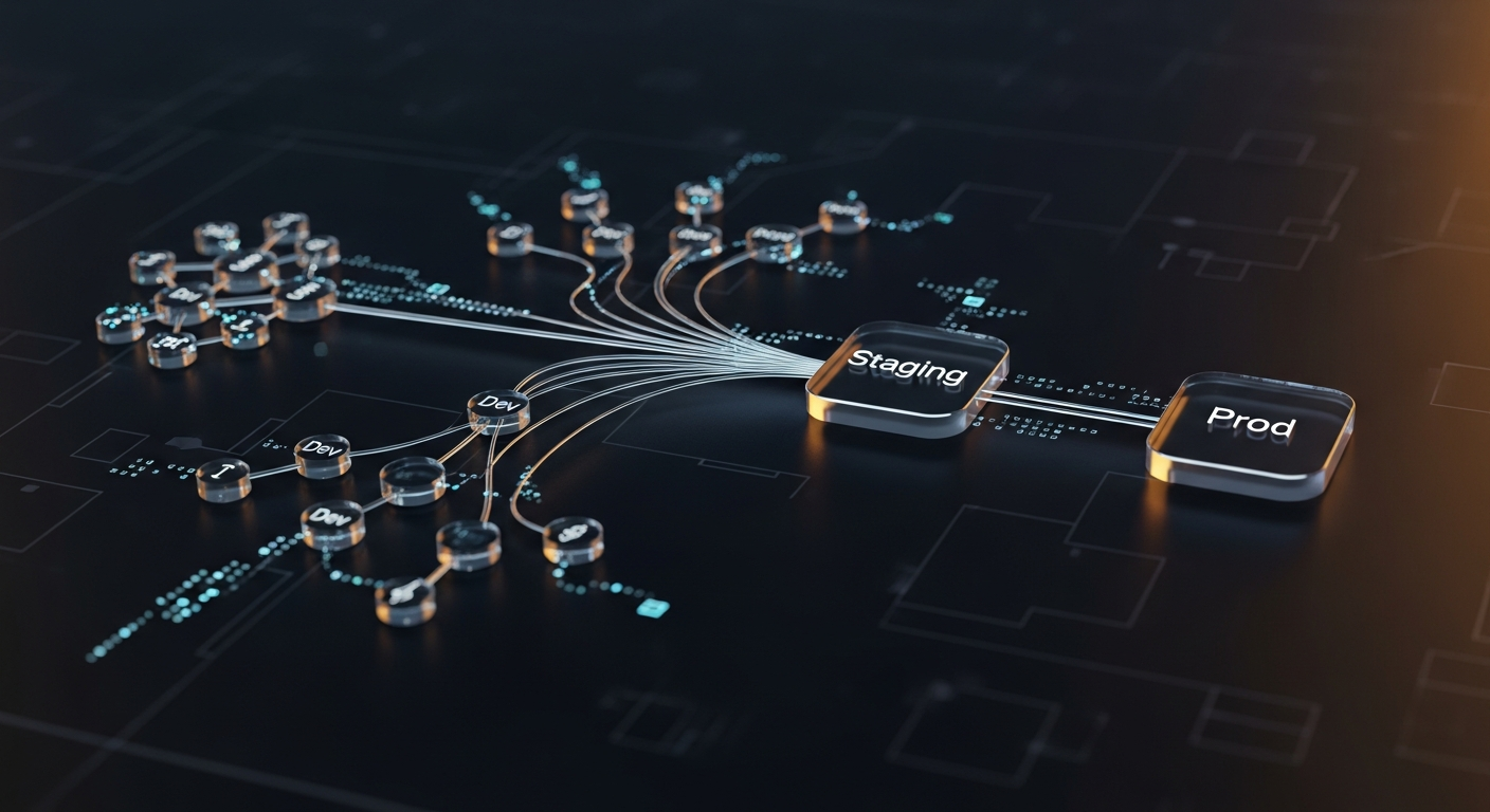 Verwaltung von Umgebungen (Dev, Staging, Prod): Mein Git-Branching- und Deployment-Modell.