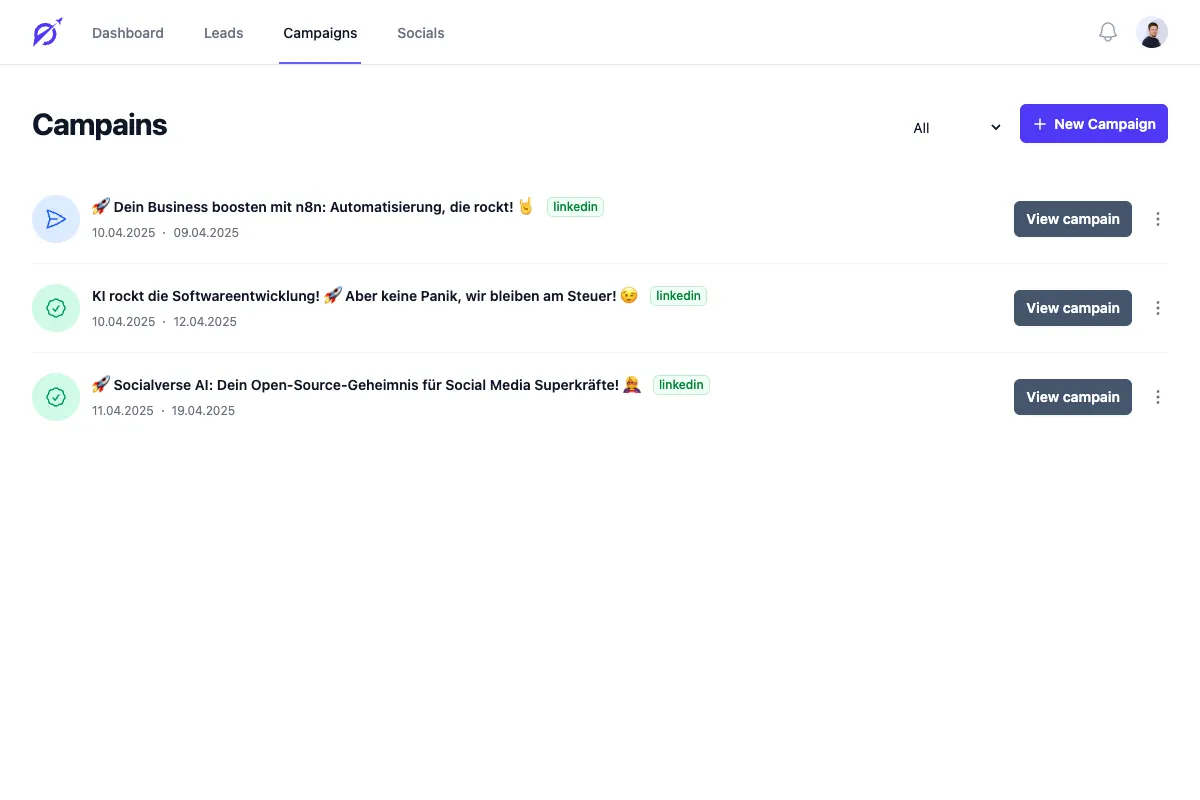 Socialverse Kampagnen-Management mit Automation